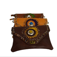Portefeuille long de luxe pour femme Moroccan Soul, en cuir véritable tanné, avec fermeture éclair antivol, motif logo lettre MA Origin
