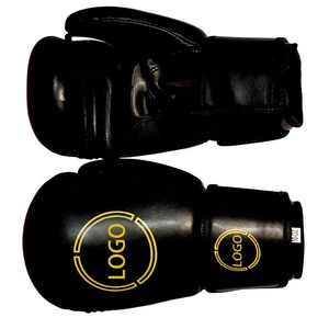 Guantes de boxeo deportivos profesionales para hombres Color negro puro logotipo personalizado guantes de boxeo especiales para entrenamiento guantes de kick boxing - Product Image 4