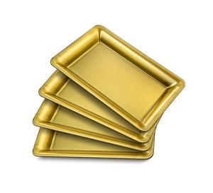 <b>Set</b> of 3 Gold Plated Brass Serving Tray Highest Quality Design for <b>Home</b> Use - Product Image 6