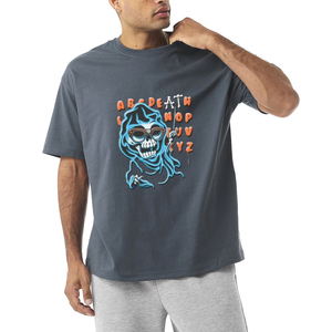 T-shirt pour homme à col rond et épaules tombantes, imprimé en relief, personnalisé, coupe classique, streetwear de haute qualité - Product Image 4