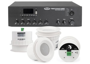 Livraison à domicile pour système audio d'ambiance avec 4 haut-parleurs de plafond C3 3 pouces 70 volts et un caisson de basses MA30BT 30W - Product Image 3