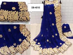 Dernier créateur Georgette Silk Zari Work Sequence Saree Luxury Wedding Party Wear Fashion Designer Pure Banarasi Silk Saree - Product Image 2