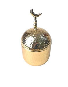 กล่องเก็บของอลูมิเนียมเคลือบทองพร้อมฝาปิดรูปดวงจันทร์สำหรับตกแต่งบนโต๊ะอาหารในบ้านโรงแรมในครัว - Product Image 1