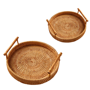 Handwoven <b>RATTAN</b> TRAY FRUIT <b>STORAGE</b> <b>BASKET</b> Lightweight and Durable for Daily Use Vietnam Crafts - Product Image 1