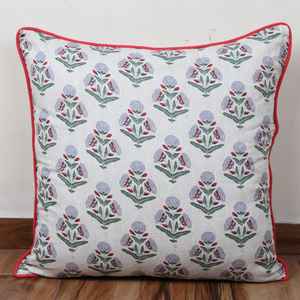 Jaipuri Sanganeri-funda de cojín de algodón puro con estampado Floral, estilo lateral, indio, hecho a mano, W46 - Product Image 2