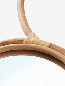 Miroir mural minimaliste en rotin jaune clair en forme de fruit, mignon et artistique, pour la décoration de la maison et la rentrée scolaire des enfants - Product Image 2