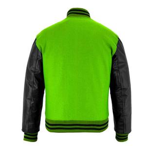 Dernière conception 2025 Veste universitaire Letterman à manches en cuir noir polaire verte pour hommes OEM Stand High Street Wholesale Winter - Product Image 2