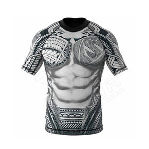 MMA Rash Guard Chemise de compression à manches courtes imprimée sur mesure Impression numérique Design camouflé pour hommes OEM antibactérien Séchage rapide - Product Image 1