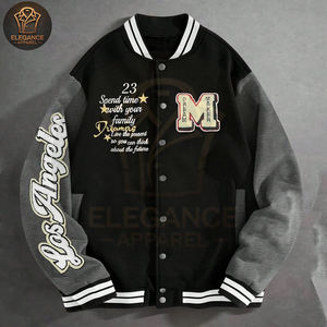 แจ็กเก็ตเบสบอลสไตล์สตรีทแวร์แต่งลายสโลแกนสีตัดกันสำหรับผู้ชายเสื้อแจ็คเก็ตทีมโรงเรียน - Product Image 1