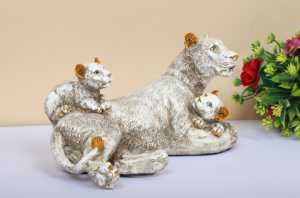 <b>Resin</b> Lioness with Cubs Sculpture-Sitting Lioness and Cubs Elegant <b>Gift</b> & Attractive Showpiece for Back to School & New Year - Product Image 3