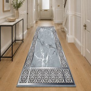 RUGS DEPOT LXDP-0510 Wholesale Grey Silver Traditional Oriental Digital Printed Machine Washable Chenille Area Rug Non <b>Slip</b> - Product Image 5