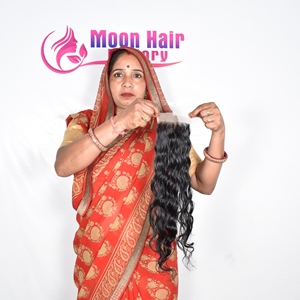 Extensiones de Cabello Humano Natural de Templo Indio, Aspecto Natural, Ondulado, Suave y Sedoso, Doble Trama a Máquina, Sin Procesar - Product Image 6