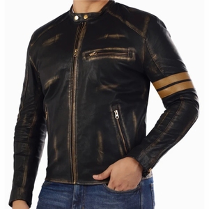 Vestes en cuir de toile de haute qualité pour hommes avec service OEM personnalisé de conception de patchwork - Product Image 3