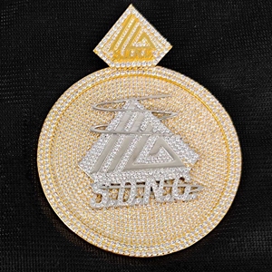 Pendentif cercle de diamant Moissanite en argent sterling 925 entièrement glacé collier médaillon Hip Hop déclaration de bijoux de luxe pour lui - Product Image 3