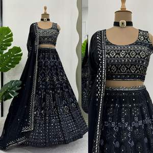 Ensemble Lehenga Choli en Faux Georgette Premium avec Travail de Paillettes Lourdes et Dupatta Brodé - Vêtements Ethniques en Gros - Product Image 4