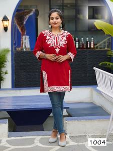 Kurti corto de diseñador de trabajo de bordado pesado para fiesta de boda al aire libre de proveedor indio a precio mayorista - Product Image 3