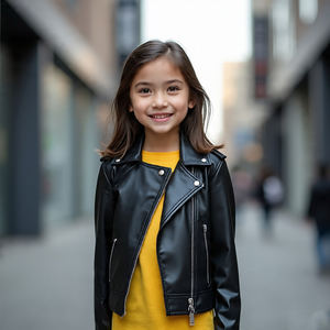 Chaqueta de cuero recortada para motocicleta de alta calidad para niñas a prueba de viento | Chaquetas de cuero de motorista para exteriores para niños y niñas - Product Image 6