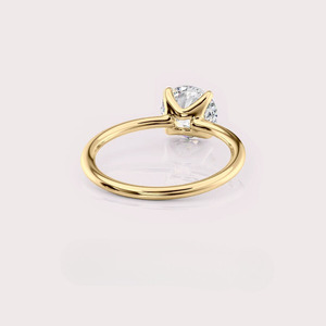 IGI Certified Round Cut Lab Grown Diamond Solitaire Engagement And Wedding <b>Ring</b> in 14K Yellow / White & Rose Gold - Product Image 4