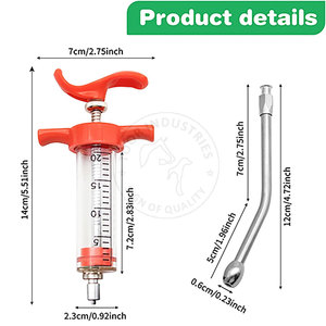 Reusable Veterinary Drencher Syringe With Soft Tube and <b>Nozzle</b> Animal Drencher Syringe With Comfortable Grip - Product Image 2