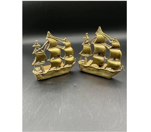 AK Brass Beautiful Brass Ship Serre-livres en polonais fini Ensemble de 2 de haute qualité pour décor de bibliothèque/décor de chambre - Product Image 6