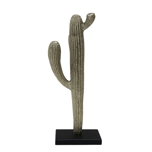 Meilleure vente sculpture décorative cactus en aluminium avec base rectangle en bois laiton brut EPL décor de bureau à domicile et de salon - Product Image 3