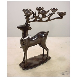 Shine Polished Aluminium Reindeer <b>Taper</b> <b>Candle</b> <b>Holder</b> With Base For Table Top Decor Home Christmas Festival Decorative - Product Image 1