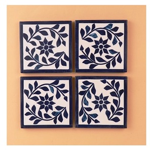 Bone Inlay <b>Coaster</b> Set of 4 Custom <b>Wood</b> <b>Coaster</b> Set With 0handmade Bone and Brass Inlay Made in India - Product Image 1