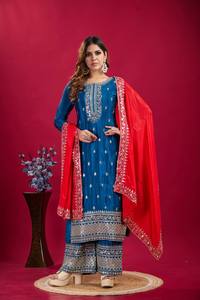 งานปักหนักลำดับบนล่างและ dupatta - Product Image 6