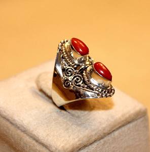 Anillo de joyería de Nepal, piedra preciosa, Coral rojo, plata esterlina, boda Natural, regalo para mujer, ajuste de barra, fiesta, aniversario Unisex - Product Image 5