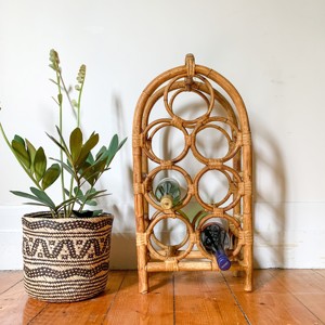Countertop Rattan Wine Bottle Rack Arched <b>bar</b> Liquor Spirit champagne Bottles Holder <b>Shelf</b> Display Cabinet - Product Image 2