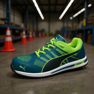 Chaussure de sécurité verte en tricot, taille 41 W.11, bleu/vert S1PS ESD FO HRO SR avec autocollants et lumières réfléchissants promotionnels - Product Image 3