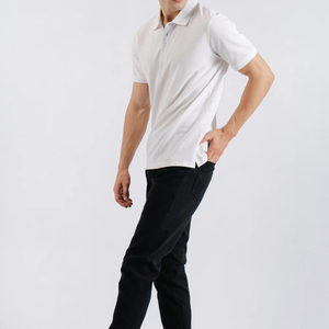Polo de Piqué de Algodón Blanco de Manga Corta para Hombre, Corte Regular, Informal, Transpirable, de Color Sólido, con Diseño de Botones - Product Image 4