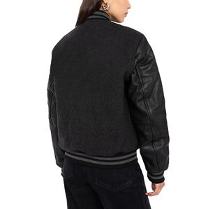 Veste universitaire en laine noire longue pour femme, tricotée, respirante, brodée, à boutons, de haute qualité, pour l'hiver, vente en gros - Product Image 2