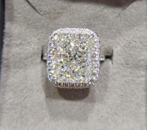 Fully <b>White</b> <b>Cushion</b> Cut Moissanite Diamond Ring Beautiful Sterling Silver Ring Customized Jewelry Best Gift for Men & Women - Product Image 2