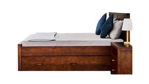 คาคาคาร่าขนาดเต็มปรับแต่งได้สำหรับห้องนอนเตียงไม้สนกาแฟพร้อมที่เก็บของทำจากเวียดนาม - Product Image 2