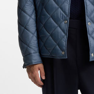 <b>Men</b> Quilted <b>Jacket</b> With Button Closure / Full Sleeves With Custom Logo Color And Design With <b>Corduroy</b> Collar Solid Color Design - Product Image 3