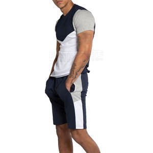 Ensemble t-shirt et short en coton pour hommes de style simple bas actif décontracté avec cordon de serrage - Product Image 1