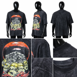 เสื้อยืดพิมพ์ลายโลโก้แบรนด์ของคุณ เสื้อยืดผ้าฝ้าย 100% สำหรับผู้ชาย ทรงหลวม สไตล์ย้อมสีแบบ Acid Wash - Product Image 3