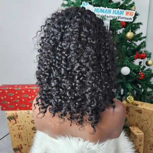 Perruque sans colle 100% cheveux humains vierges vietnamiens de luxe, 16 pouces, bouclés birmans, couleur naturelle, produits capillaires pour femmes noires - Product Image 2