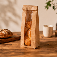 Sac en papier kraft brun de qualité alimentaire imprimé avec logo personnalisé, écologique, biodégradable, pour emballages à emporter, pain, en-cas, sandwichs