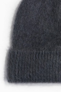 Bonnet en mohair tricoté en jacquard épais pour hommes, à la mode, résistant au vent, bonnets en tricot brodé de couleur unie - Product Image 5
