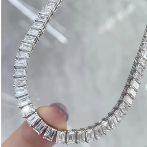 Sarva jewels 2025 más Popular VVS Moissanite diamante joyería clásica Vintage 925 plata esterlina Baguette corte diamante collar - Product Image 5