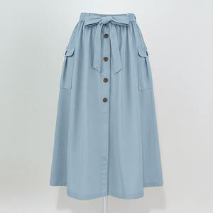 Women's Casual Khaki Loose Fit Elastic Waistband <b>knee</b> <b>length</b> <b>Skirt</b> - Product Image 4