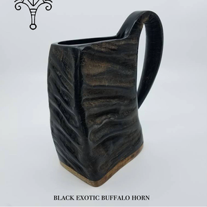 Mug Viking authentique en corne de buffle polie avec support, motif animal, pot à bière médiéval portable pour mariage, maison, hôtel, Inde - Product Image 3