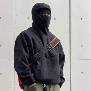 เสื้อฮู้ดเชอร์ปานินจานุ่มนิ่มมีกระเป๋าแบบกำหนดเองสำหรับฤดูหนาวสีฟ้าพิมพ์ลาย3D ทึบหนาอบอุ่นขนาด XS - Product Image 6