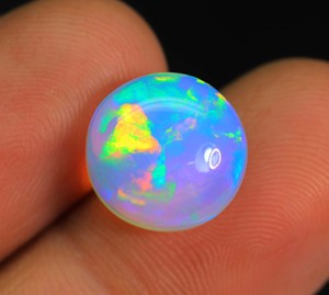 Cabochon d'opale éthiopienne naturelle ombre bleue Welo brillant arc-en-ciel flashy opale gemmes ronde en vrac opale éthiopienne pierre précieuse cadeau pour elle - Product Image 5