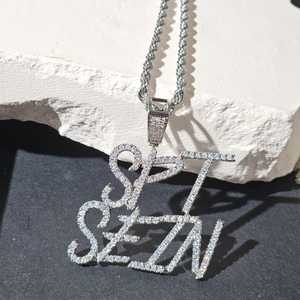 จี้เพชรโมอิสทรงกลมตัดจี้ตัวอักษรและเสน่ห์ของ925สีเงินประดับอัญมณี - Product Image 6