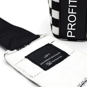 Muñequeras de alto rendimiento para adultos para levantamiento de pesas Protección de estabilidad óptima en negro blanco Hecho de nailon de goma de algodón - Product Image 5