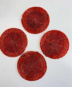 Posavasos con cuentas hechos a mano MS HANDICRAFT-Posavasos clásicos para bebidas Respaldo de poliéster (4x4 pulgadas) para regalos religiosos de Iglesia portátiles - Product Image 3