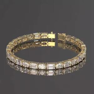 Diamond bracelet in yellow gold and silver Moissanite Bangle Energy Bracelet lab grown diamond bracelet - Product Image 1